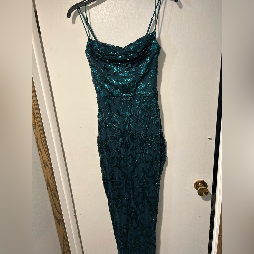 Elegant Teal Sequin Dress